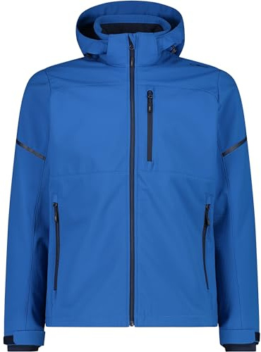CMP - Giacca da uomo con cappuccio removibile in softshell ripstop, Zaffiro, 52