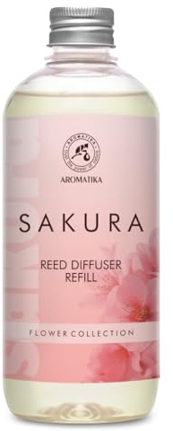 Ricarica Diffusore Sakura 500 ml - Fragranza per la Casa Fresca - Deodorante per Ambienti - Aromaterapia - Aromatizzatore d'Aria per Interni - Diffusore Canna Profumata