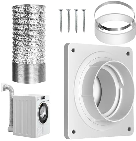 Tubo di scarico 'asciugatrice, set di sfiato per asciugatrici, per interni, montaggio a parete, piastra di ricambio per ventilazione, soffitto, cucina, lavatrice, bagno, camera da