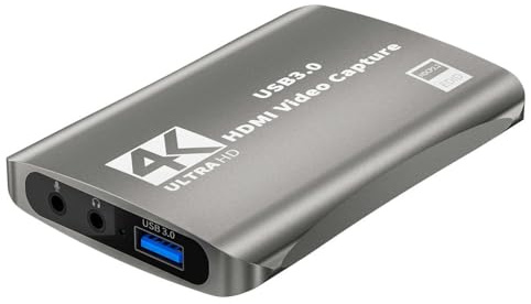 Yjcnelcr Tarjeta de captura de video 4K 60 fps USB 3.0 con puerto de 3.5 mm, transmisión en vivo, captura de juegos, caja de cámara HDTV