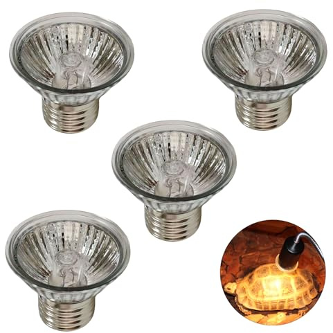 4 PCS Lámpara de Calor de Tortuga, Lampara Tortuga, Bombilla de Calefacción E27 50W UVA UVB para Reptiles y Anfibios - Lámpara de Calor para Terrarios, para Tortugas y Otros Animales de Compañía
