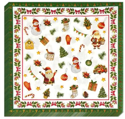 Servilletas Navideñas,40 Piezas Servilletas de Navidad Invierno,con motivos Papá Noel, árbol de Navidad,Muñeco de Nieve,servilletas de Papel 2 Capas,para Vacaciones,Fiesta,Decoraciones de Mesa