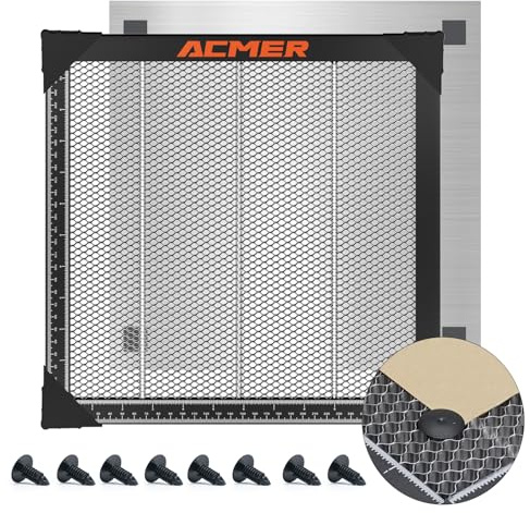 ACMER Lit laser en nid d'abeille avec plaque en aluminium, table de découpe pour gravure laser, dissipation rapide de la chaleur et protection de bureau, 300 x 300 cm