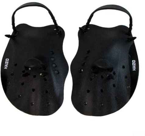 Guantes de natación para niños con paletas de mano, material de silicona para un contacto óptimo con el agua (negro)