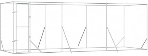Owoxanthellate Perrera para perros al aire libre, 6 x 2 x 2 m, acero galvanizado plateado, resistente valla para perros con puerta con cerradura para perros grandes, gatos, conejos, gallinas, patos