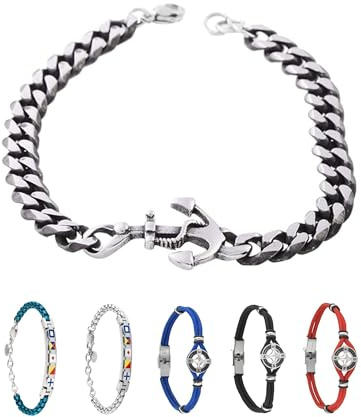 inSCINTILLE Bracciale Uomo Acciaio Simboli Nautica Rosa dei Venti, Regolabile 18-22 cm, Confezione Regalo Inclusa, Braccialetto Acciaio Inox, Bracciali Uomo