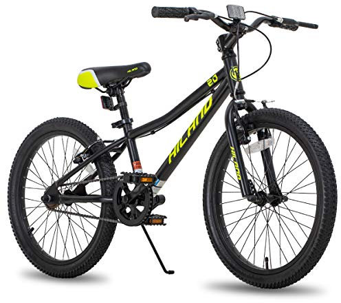 HILAND Climber 20 Zoll Kinderfahrrad Kinder Fahrrad MTB Mountainbike für 5 6 7 8 9 10 Jahre Jungen Mädchen Kinder Jungs mit V-Bremse Single Speed Schwarz