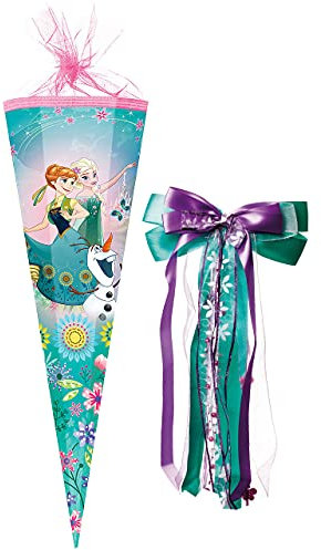 alles-meine.de GmbH Schultüte - die Eiskönigin - Frozen - 85 cm - eckig - incl. große Schleife - Tüllabschluß - Zuckertüte - mit/ohne Kunststoff Spitze - für Mädchen - völl..