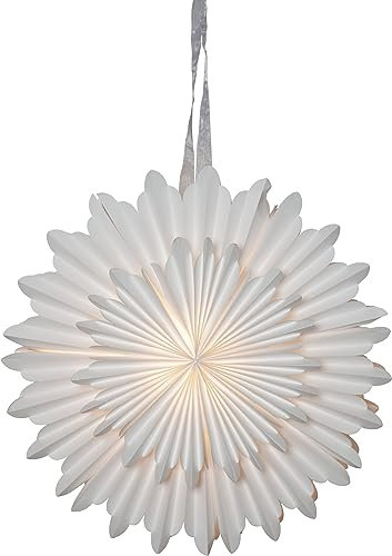 EGLO Weihnachtsstern für innen, Dekostern aus Papier zum Aufhängen, Fensterdeko in Weiß, 3D Adventsstern, Wand Deko Wohnzimmer, Ø 50 cm