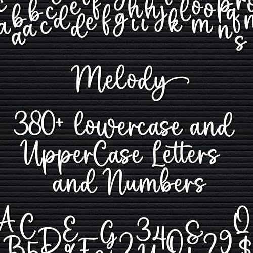 Letras de tablero de letras, juego de letras cursivas para tableros de fieltro, más de 380 piezas, minúsculas y mayúsculas, números, símbolos, precortado, tablero no incluido