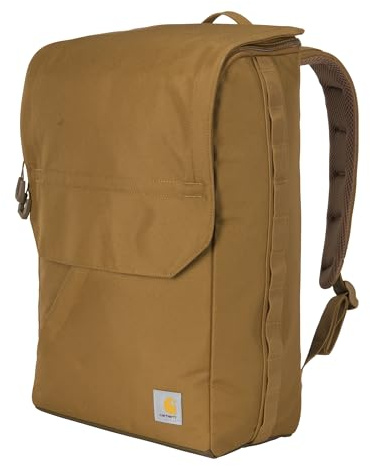Carhartt 21L Top-Load Backpack, Durable Water Resistant Coated Canvas Base W/ 17 Laptop Sleeve, Carhartt Brown