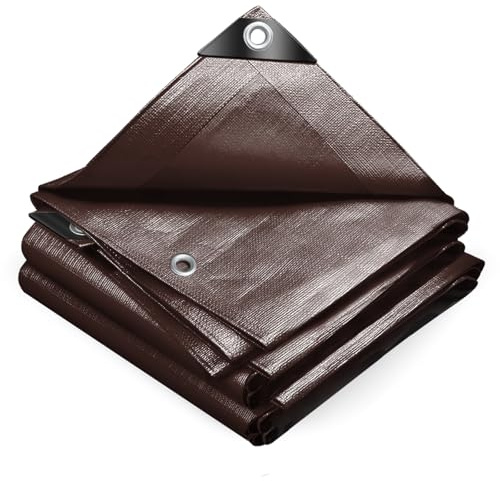 VOUNOT® Lona Impermeable Exterior 3x5m, Toldo Reforzado PE 240 g/m² Protección contra UV, con Ojales de Acero Inoxidable para Leña, Muebles, Jardín, Piscinia, Vehículos, Marrón