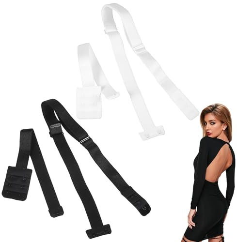 Vokmon Low Back Bra Extender Low Back Bra Converter Bra Adjustable Converter Straps Low Back Extender Bra Extensions Accessory for Women Low Back Bra Straps for Backless Dress (black + white)