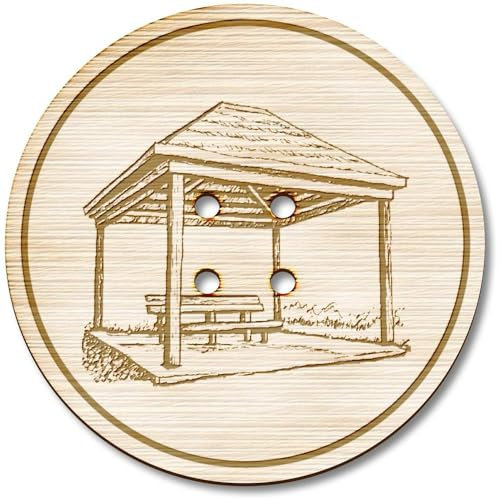 3 x 38mm 'Picnic Pavilion' Large Round Wooden Buttons (BT00124961)