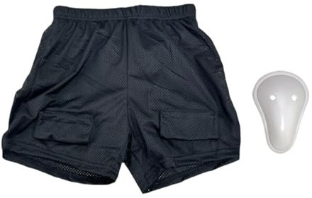 Qianly Herren Hockey Shorts für Sport, Unterstützung, Mesh Design für Fußball Und Softball, mit Schrittschale, S