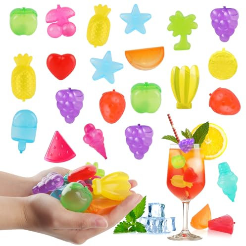 Cubetti di Ghiaccio Riutilizzabili, XiXiRan 30 Sostituto Cubetti di Ghiaccio in Plastica, per Bevande Cocktail Colorati, per il Raffreddamento Conservazione Degli Alimenti da Picnic (Frutti*30pcs)