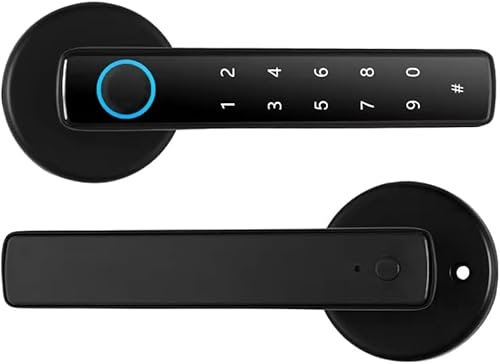 Serrure Connectée - Serrure Biométrique avec Cylindre à Code, Serrure Electronique Poignée de Clavier pour Maison, Utilisable avec Bluetooth,App, Code, Empreinte Digitale et clé pour Ouvrir Le Verrou