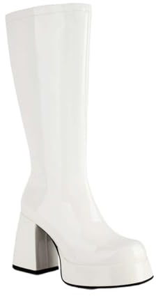 Generisch Bottes pour femmes en cuir synthétique à talon plateforme montant jusqu'au genou - Bottes longues à enfiler - En cuir PU - Bottines - Bottes à talon bloc - Bottes de transition mi-hautes