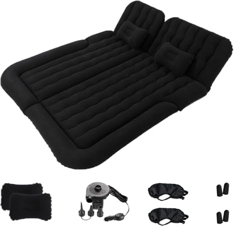 Geterral Car Mattress For SUV, Car Air Mattress with 2 Pillows, Air Pump,Two Pairs of Black Eye Masks and Earplugs, Inflatable Camping Air Bed for Car Back Seat, Car Bed for Camping Outdoor Traveling