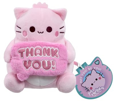 Rainbow Designs Pembe Thank You Pink Cat Soft Toy, 15cm Kawaii Plush holding Star, Cute Collectable Gift for Kids & Adults, Soft Fabric Stuffed Animal, Positive & Uplifting Small Plushie | 15cm plush, star accessory, kawaii styling, soft fabric, thoughtful gift