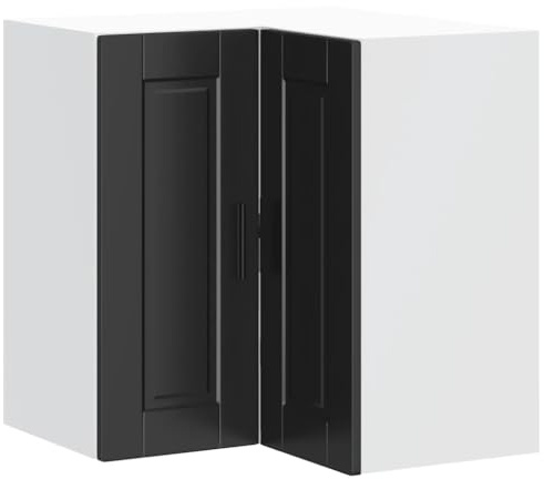 ULUYYUC Armario colgante de esquina Porto negro, 57 x 57 x 60 cm, material de madera, soporta 70 kg, diseño moderno, montaje en pared, ahorra espacio, para cocina pequeña y individual