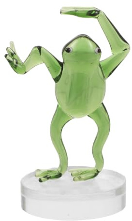 VERDANVERSE Glasgroda Miniatyr Figurine Handblåst Grodstaty för Bordsdekoration och Mini Trädgård Samlarobjekt och Kontorsskrivbords Ornament Present och Inomhuspynt
