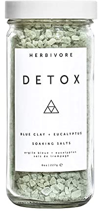 HERBIVORE Detox Soaking Bath Salts – Aromatherapeutic Blend of Pacific Sea Salts, Detoxifying + Relaxing, Eucalyptus & Lavendar, Plant-Based, Vegan, Cruelty-Free, 8 oz