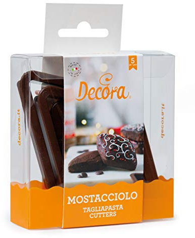 Decora 0255085 Set 5 Tagliapasta Mostacciolo In Plastica, Il Kit Ideale per Creare Decorazioni in Pasta di Zucchero o di Gomma, Made in Italy, Design originale. Confezione da 5 pezzi.