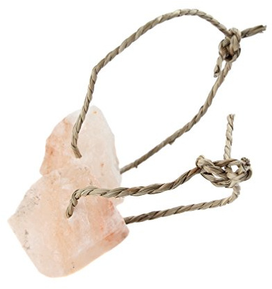 2 Pack Natural Himalayan Rock Small Animals Salt Lick on a Rope Chew Treat Toy for Small Pets