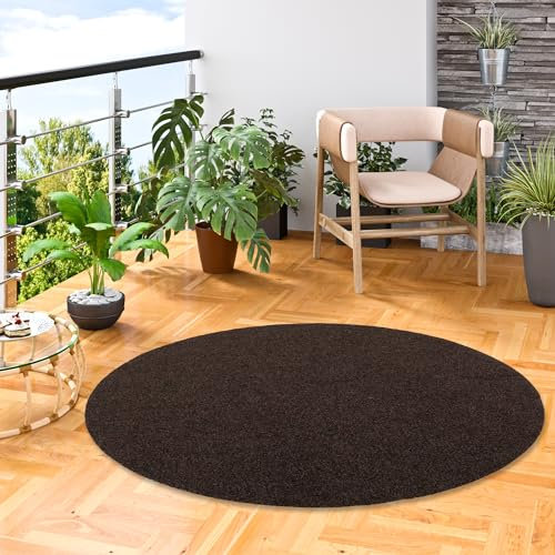 Snapstyle Kunstrasen Rasenteppich mit Noppen Kingston Braun Rund in 5 Größen
