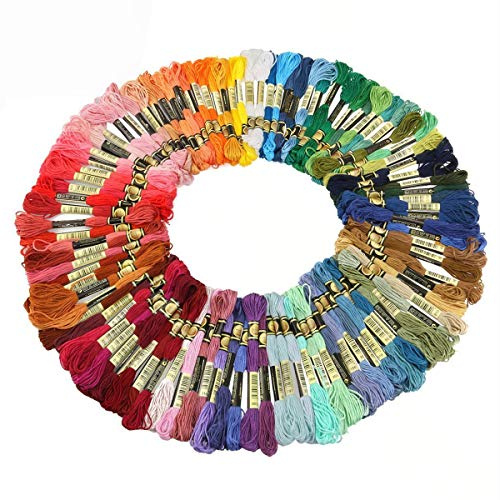 Xrten 100 Pcs Hilos Punto de Cruz, Hilos de Bordado, Set de Hilos de Bordar, Kit de Hilos Cross Stitch Bordado, Usado en Costura y Para Hacer Pulseras, Perfecto para Principiantes en Bordado