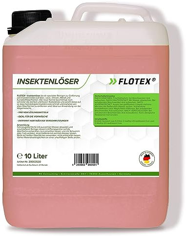 Flotex® Profi Insektenentferner Auto - 10L I Insektenlöser für Auto & Motorrad - Ideal für Glas, Kunststoff, Lack & Chrom I Lackschonender KFZ Insektenentferner- Für optimale Vorwäsche
