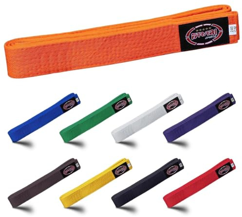 Farabi Sports Cinturón de Karate Múltiples Colores Cinturones de Karate Judo Karate BJJ Artes Marciales Cinturones de Taekwondo (280-cm, Orange)