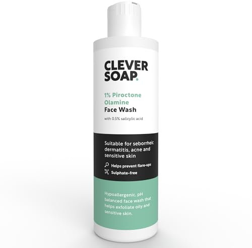 Clever Soap 1% Piroctone Olamine Face Wash With Salicylic Acid - Exfoliating, Foaming Facial Cleanser - Suitable For Seborrheic Dermatitis, Acne & Psoriasis - Fragrance Free Skin Care, For Men & Women