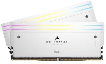 CORSAIR Dominator Titanium RGB DDR5 RAM 32GB (2x16GB) DDR5 6000MHz CL30 Intel XMP iCUE-Kompatibler Computerspeicher - Weiß (CMP32GX5M2B6000C30W)
