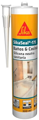 SIKA - Silicone neutre sanitaire - SikaSeal 175 salles de bains et cuisines - Blanc - Mastic silicone anti-moisissure pour applications sanitaires - Très faible odeur - 300 ml