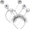 Chunyin 3 Stück Alien Haarreife mit Ball Marsmensch Antennen Stirnbänder mit Boppers Alien Kopfschmuck mit Kugeln für Karneval Halloween, Silber