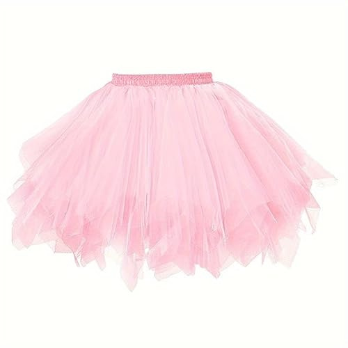 Boolavard Adult Women 80's Tutu Skirt Layered Tulle Petticoat Halloween Tutu (US, Alpha, XX-Large, 3X-Large, Regular, Regular, Pink)