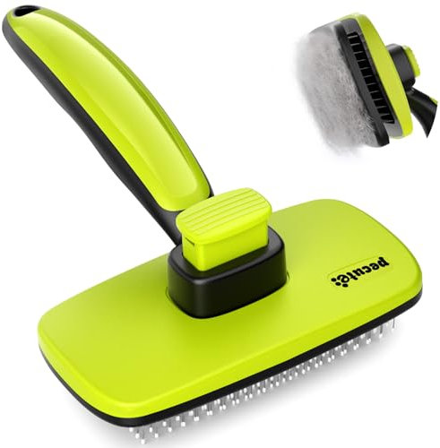 pecute Brosse pour chats et chiens de grande taille, brosse chat et chien avec dents en acier inoxydable, poignée antidérapante, démêle les enchevêtrements et réduire la chute jusqu'à 90 %, vert