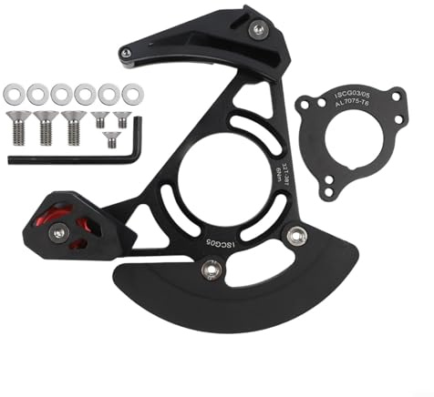 Protection de chaîne en aluminium pour VTT, ajustement parfait pour les systèmes à disque unique, prend en charge les anneaux 32T/38T (noir)
