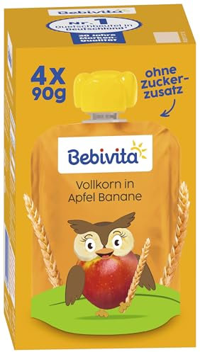 Bebivita Quetschbeutel: Vollkorn in Apfel Banane, 4x90g 4er Pack (4x4x90g)