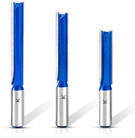 3Pc Long Straight Router Bit 1/2 Shank 2,2-1/2,3 Cut Length,1/2 Cut Dia