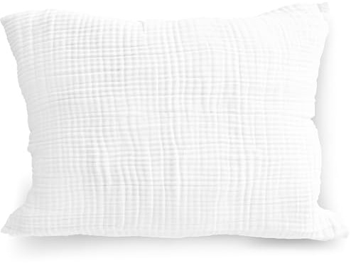 PinkZebra Funda de almohada de muselina orgánica, 20 x 30 cm, para niños y adultos, con certificado ÖkoTex, suave, certificado GOTS, color blanco