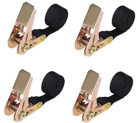 Lansls 5 Piezas De Correas De Sujeción De Trinquete, Cinchas De Amarre Carga 800kg, 25 Mm x 4 m Eslingas De Amarre, Correas De Trinquete para Camión，Bicicletas, Carritos, Equipaje De Motocicleta