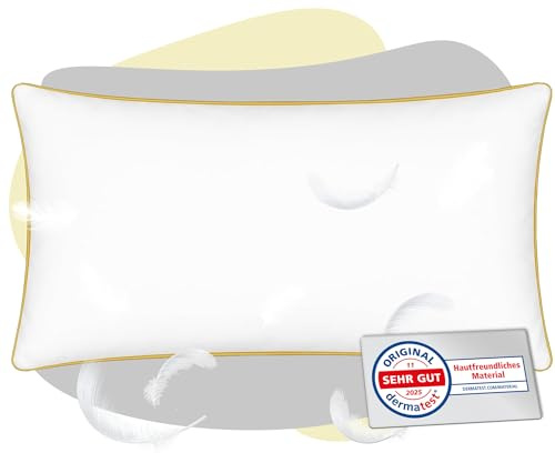 EVAN BROWNS® Federkissen 40 x 80 cm - Kissen mit 100% Feder Füllung - Kopfkissen 40x80 mit Baumwollbezug - Schlafkissen für erholsamen Schlaf - Federkopfkissen - Polster - Pillow