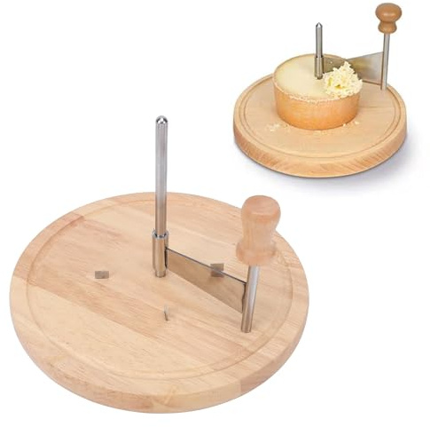 Smandy Rizador de Queso, Rueda Rizadora de Chocolate Manual de Acero Inoxidable de 8,7 Pulgadas con Base de Madera de Haya para Restaurantes Pastelerías
