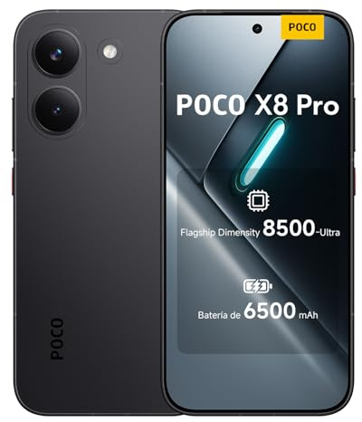POCO X8 Pro, Smartphone 8+512 Go, Processeur Haut de Gamme Dimensity 8500-Ultra, écran AMOLED Ultra-Lumineux, 50 MP Sony IMX882 avec OIS, Noir, 1 an de Garantie supplémentaire, Chargeur Non Inclus