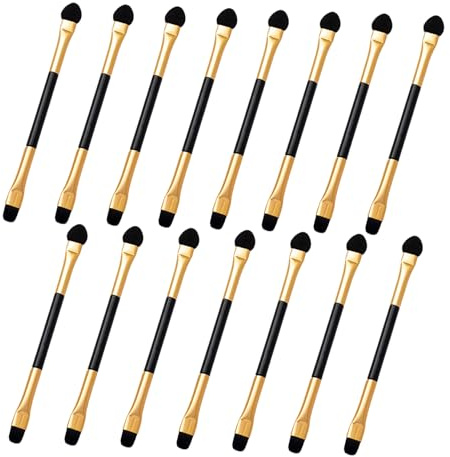 HOMSFOU Set de 15 Aplicadores de Maquillaje para Ojos con Cerdas y Plástico, Multiusos y Fácil de Agarrar, Adecuado para Mujeres Ocasión