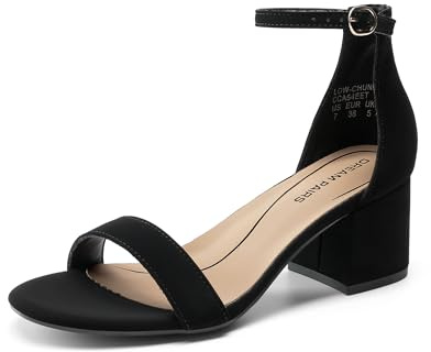 DREAM PAIRS Womens Bridal Sandals Ladies Mid Low Block Heels Sandals,BLACK/NUBUCK Size 7 UK, LOW-CHUNK
