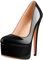 MissHeel Plateau Pumps High Heels Klassische Absatzschuhe Slip On High Heels Schwarz Lack EU45